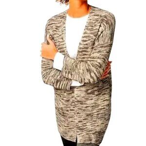 J. Jill Pure Jill Mixed-Stitch Marled Cardigan Open Front M shacket knit classic